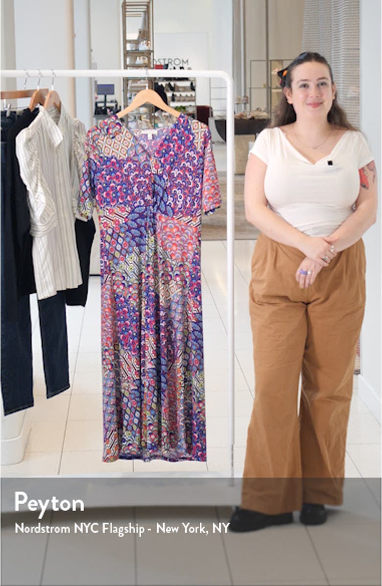 Floral Twist Front Short Sleeve Midi Dress, sales video thumbnail