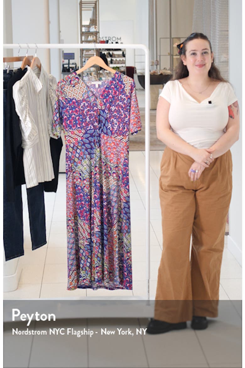 Floral Twist Front Short Sleeve Midi Dress video