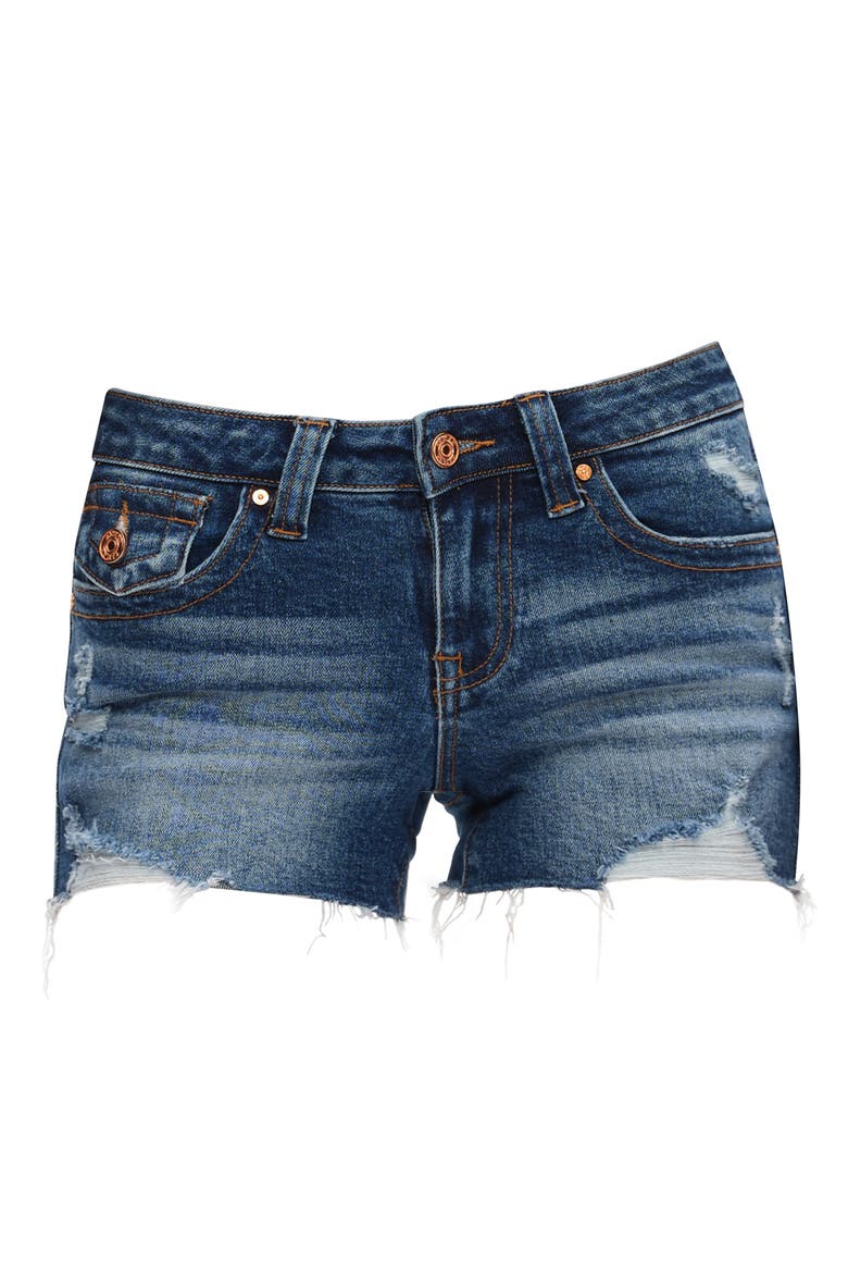 Zoe Distressed Cutoff Denim Shorts, Alternate, color, DARK BLUE