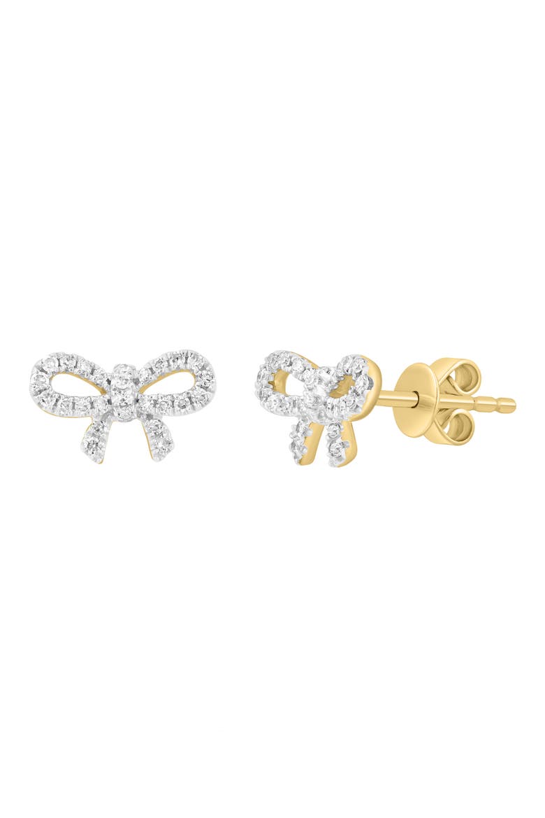 Diamond Bow Stud Earrings, Alternate, color, GOLD