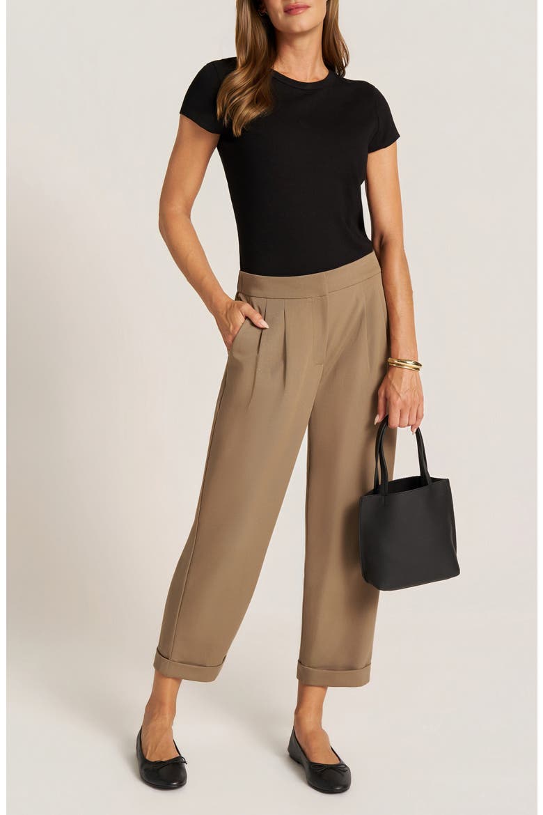Fox Cuffed Pleated Trousers, Alternate, color, TOAST