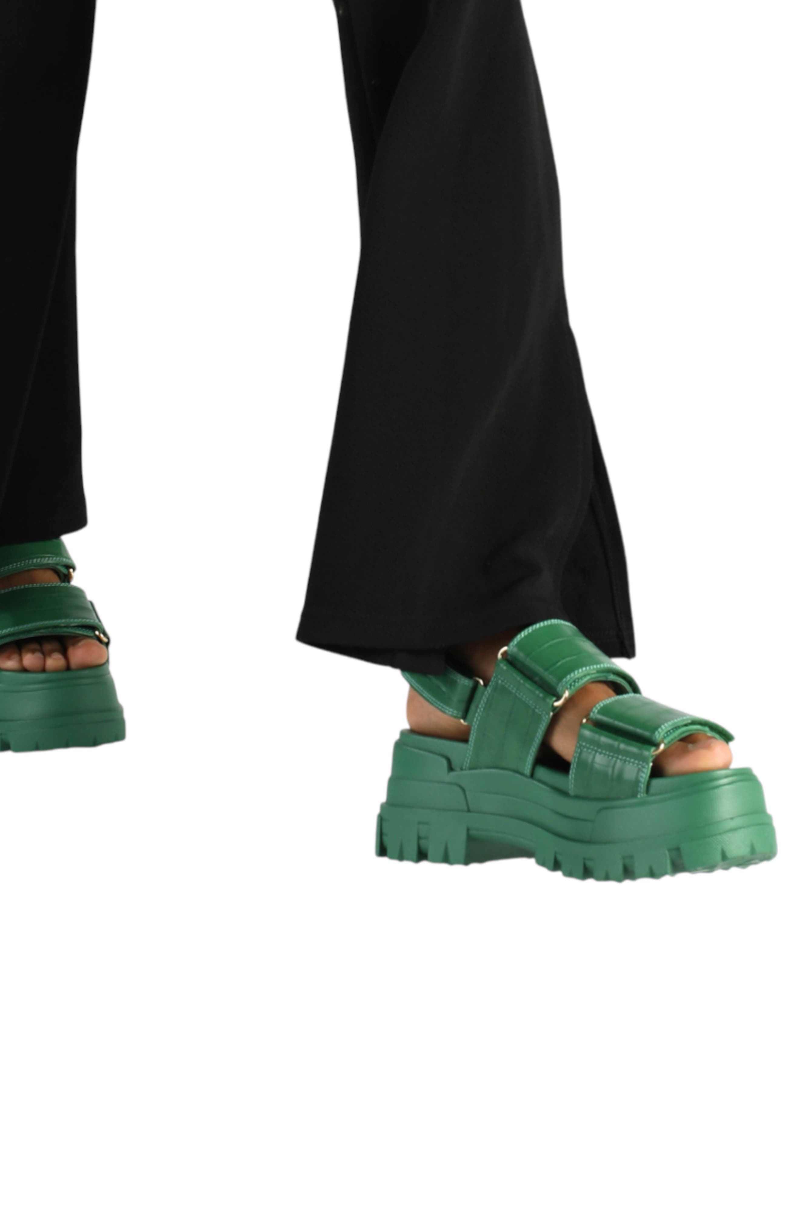 Aspha Snd Platform Sandal, Alternate, color, Croco Green