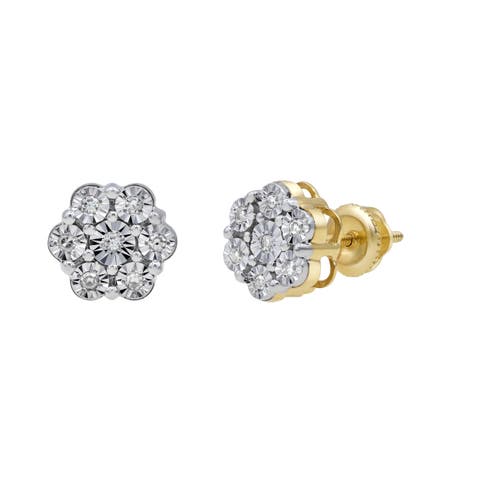 Petite 10K Yellow Gold Diamond Stud Earrings - 0.08ct.