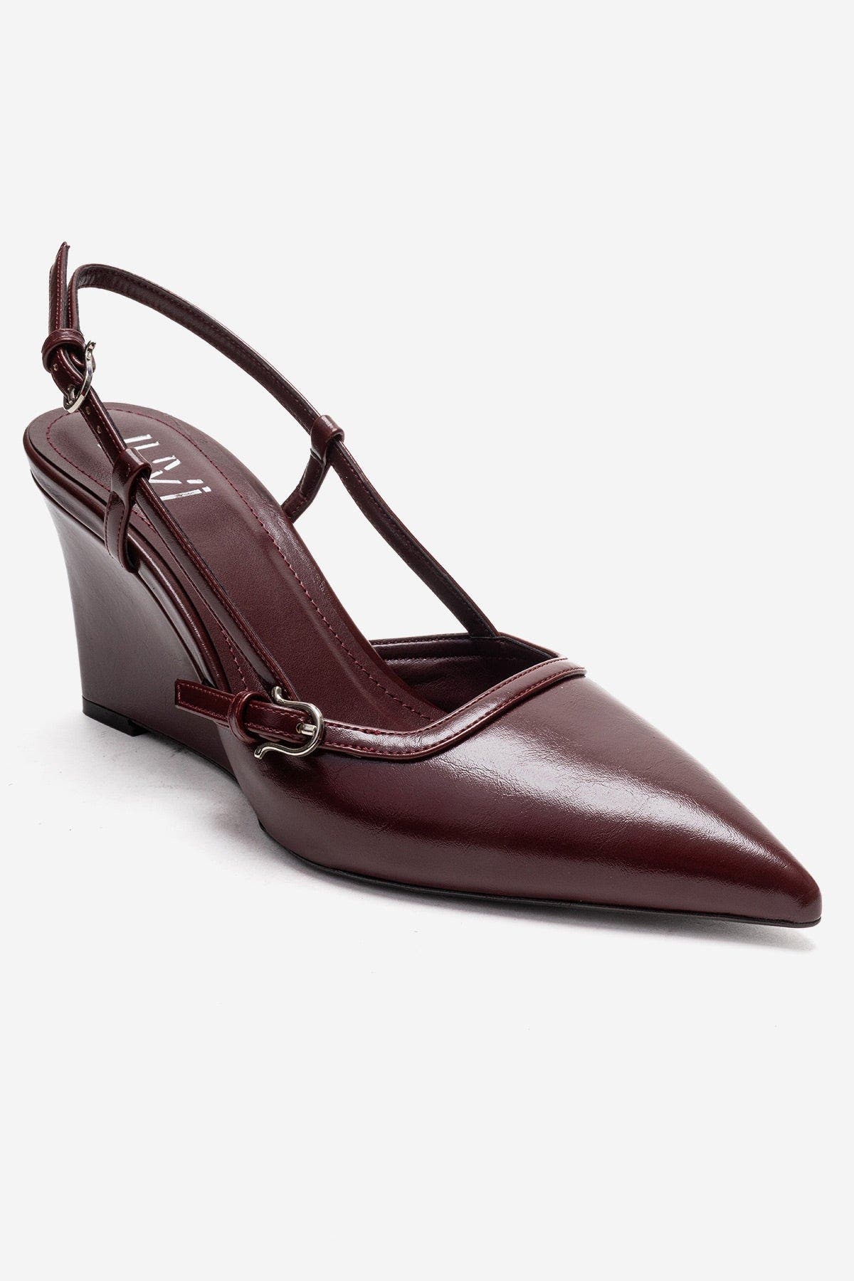 Celia Pointed Toe Wedge Pump, Alternate, color, Burgundy