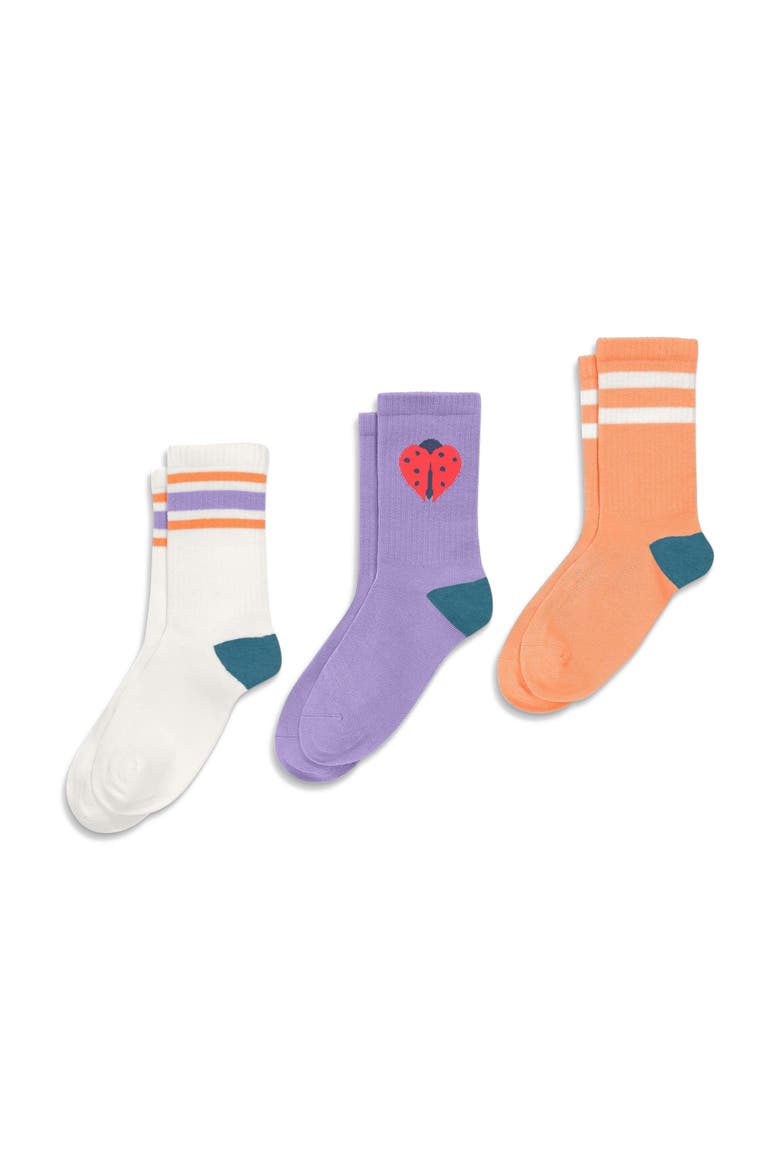 Kids Athletic Sock In Seasonal Prints, Alternate, color, Iris Ladybug Mix