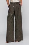 L'AGENCE Allanah Mid Rise Wide Leg Herringbone Trousers