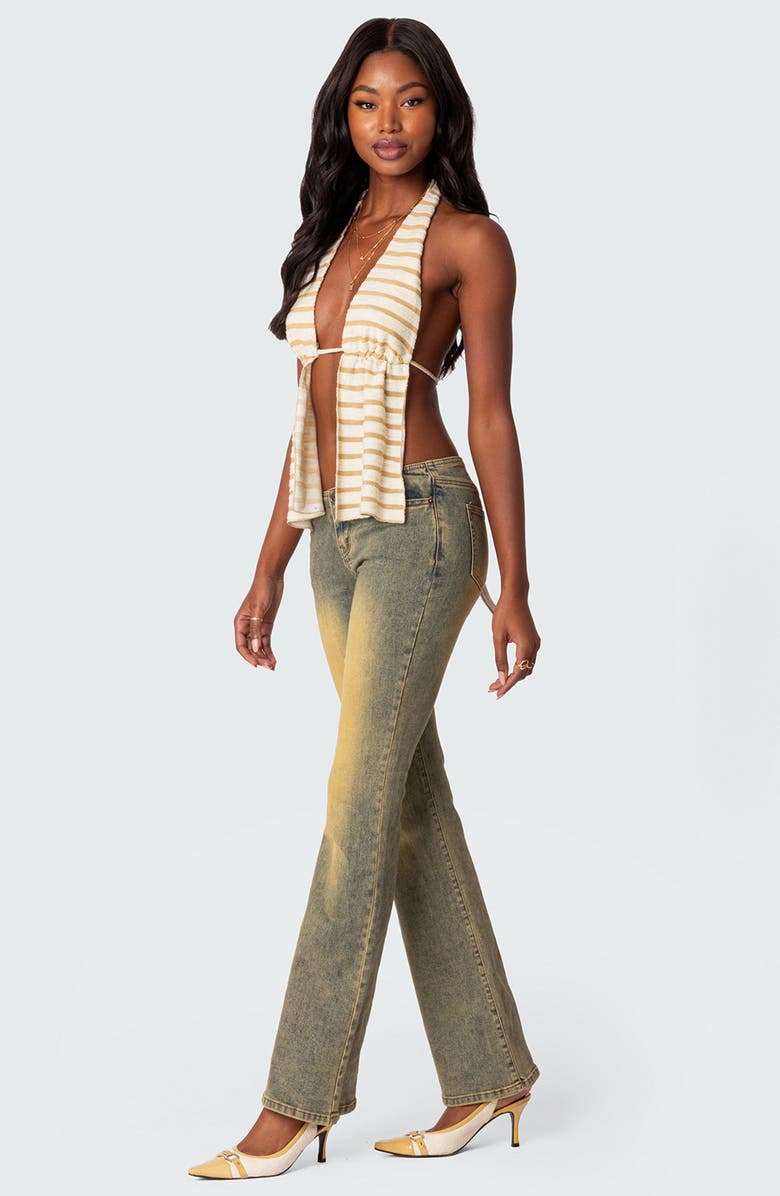 EDIKTED Textured Open Back Halter Top, Alternate, color, 