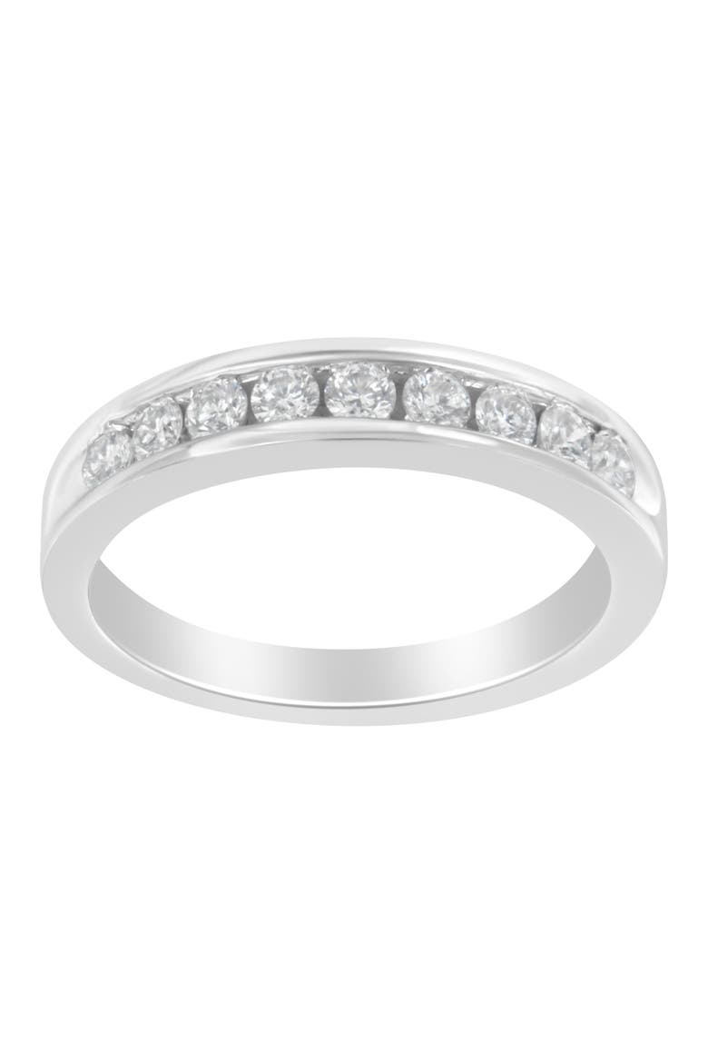 18K White Gold Round Diamond 1/2 Cttw Channel Band Ring, Alternate, color, White Gold