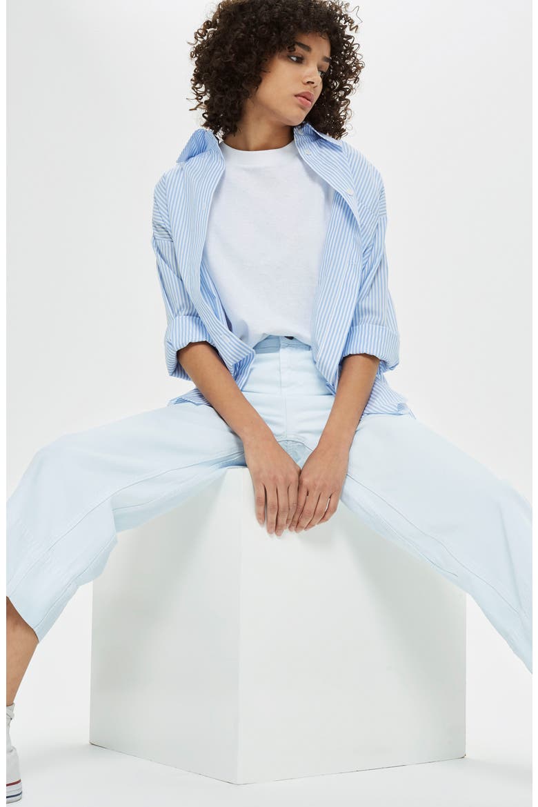 Pale Blue Crop Wide Leg Jeans, Alternate, color, LIGHT BLUE