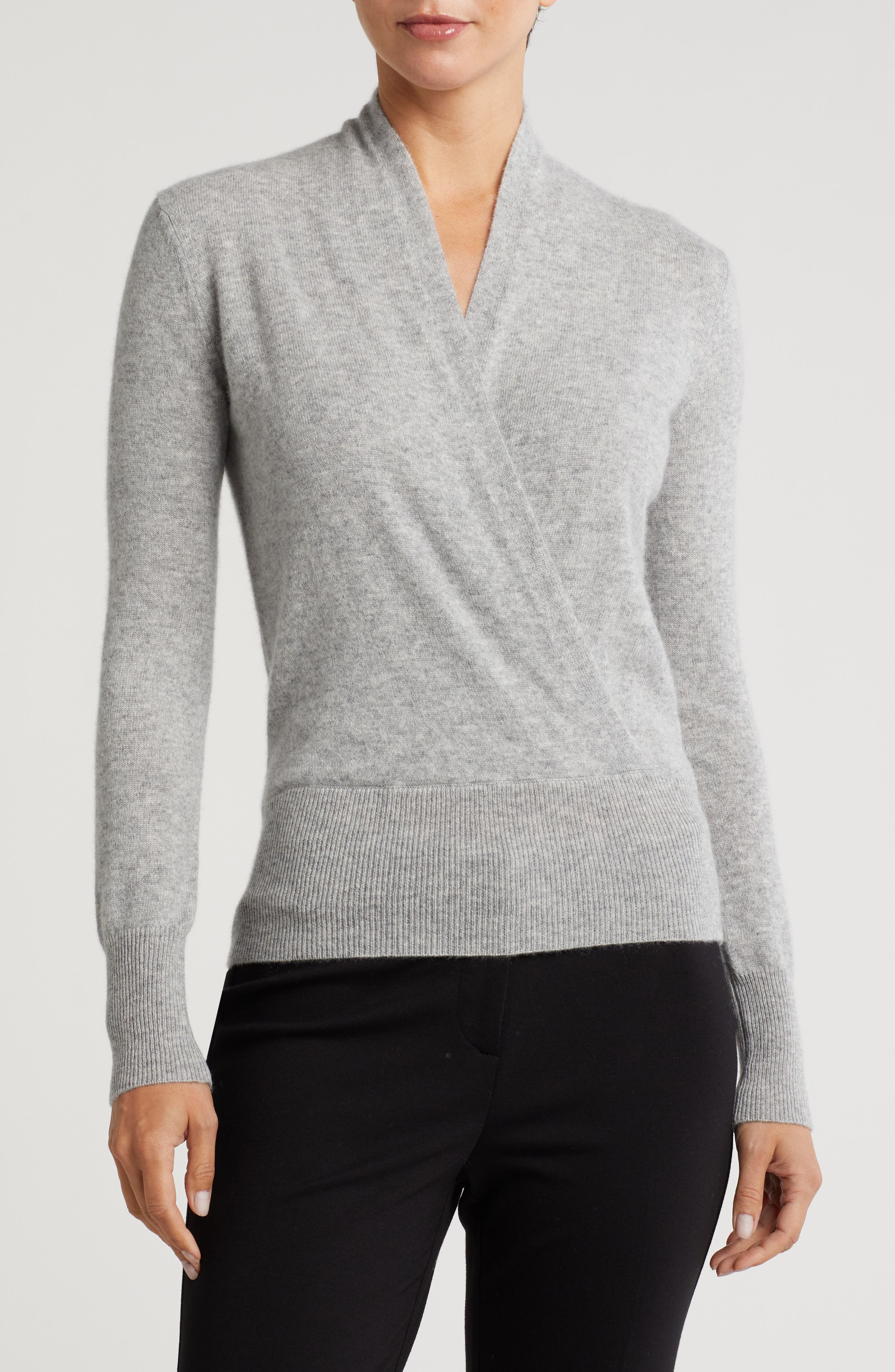Sofia Cashmere Cashmere Faux Wrap Sweater