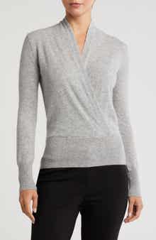 Cashmere Faux Wrap Sweater