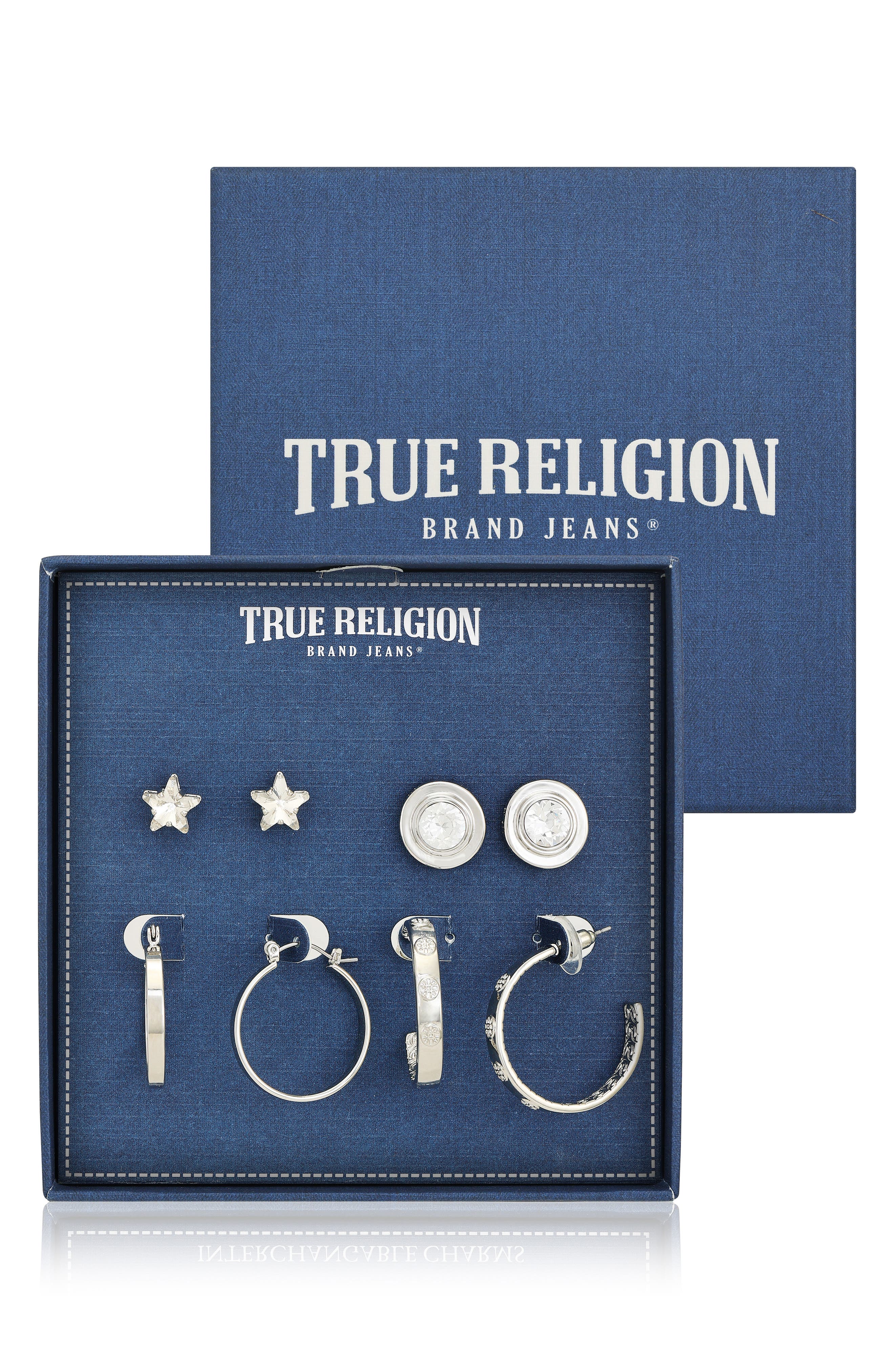 True Religion 4-Pack Assorted Stud & Hoop Earrings