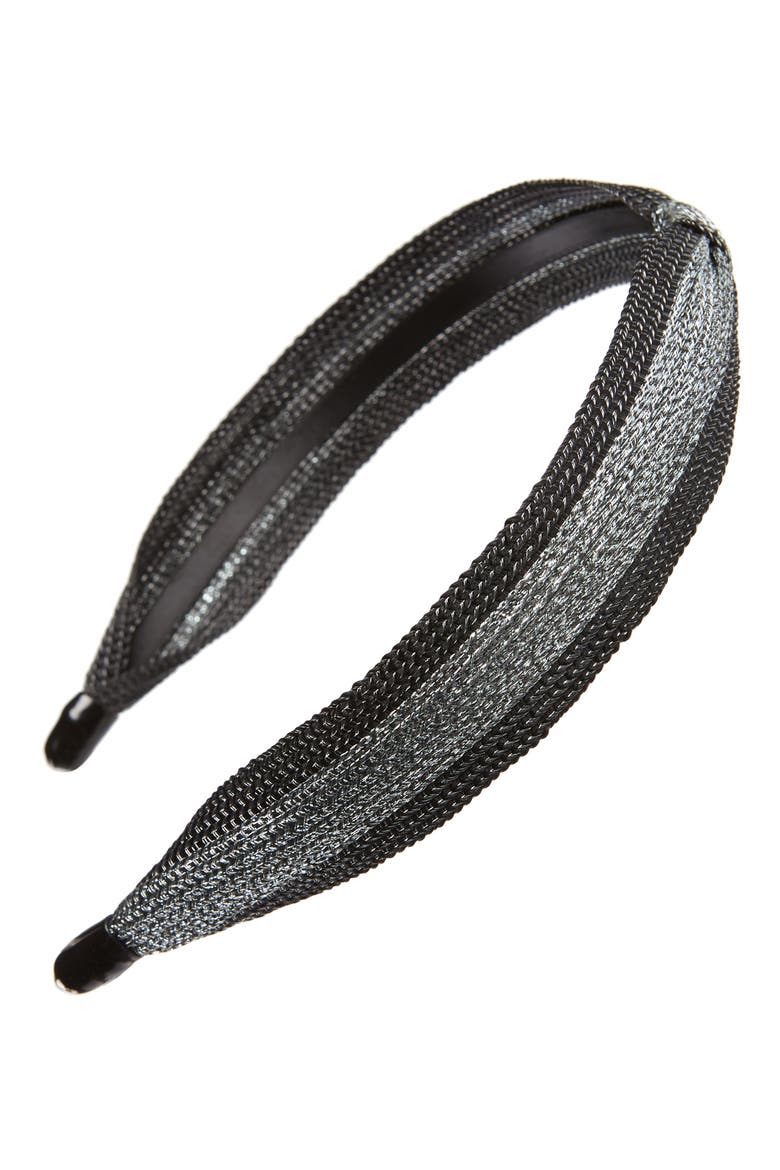 Sparkle Knot Headband, Main, color, BLACK