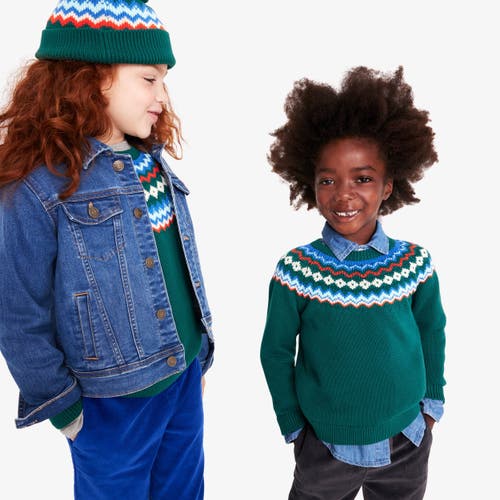 Primary Kids Fair Isle Sweater In Green