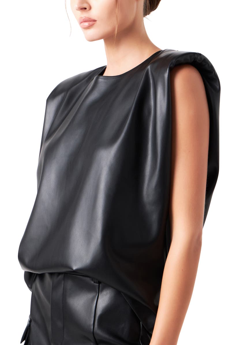 Grey Lab Padded Shoulder Blouson Top, Alternate, color, Black