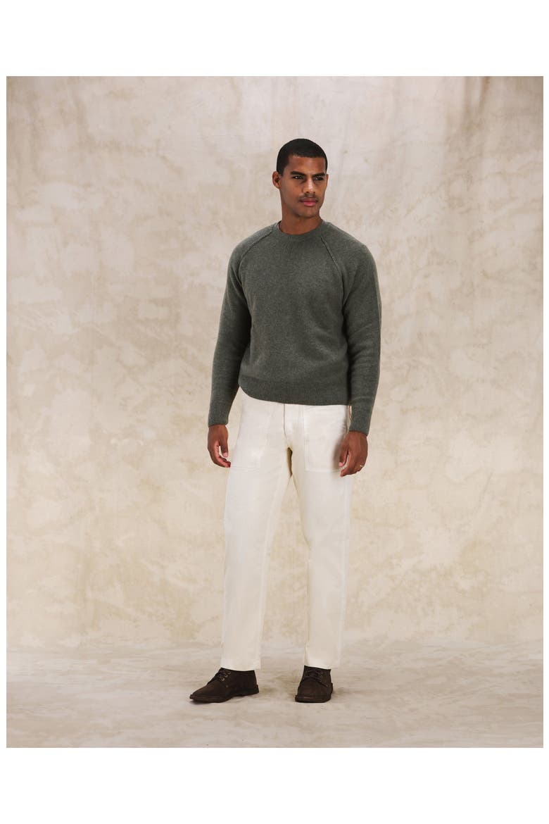 Harvard Wool Crewneck Sweater with Raglan Sleeve, Alternate, color, ARMY GREEN
