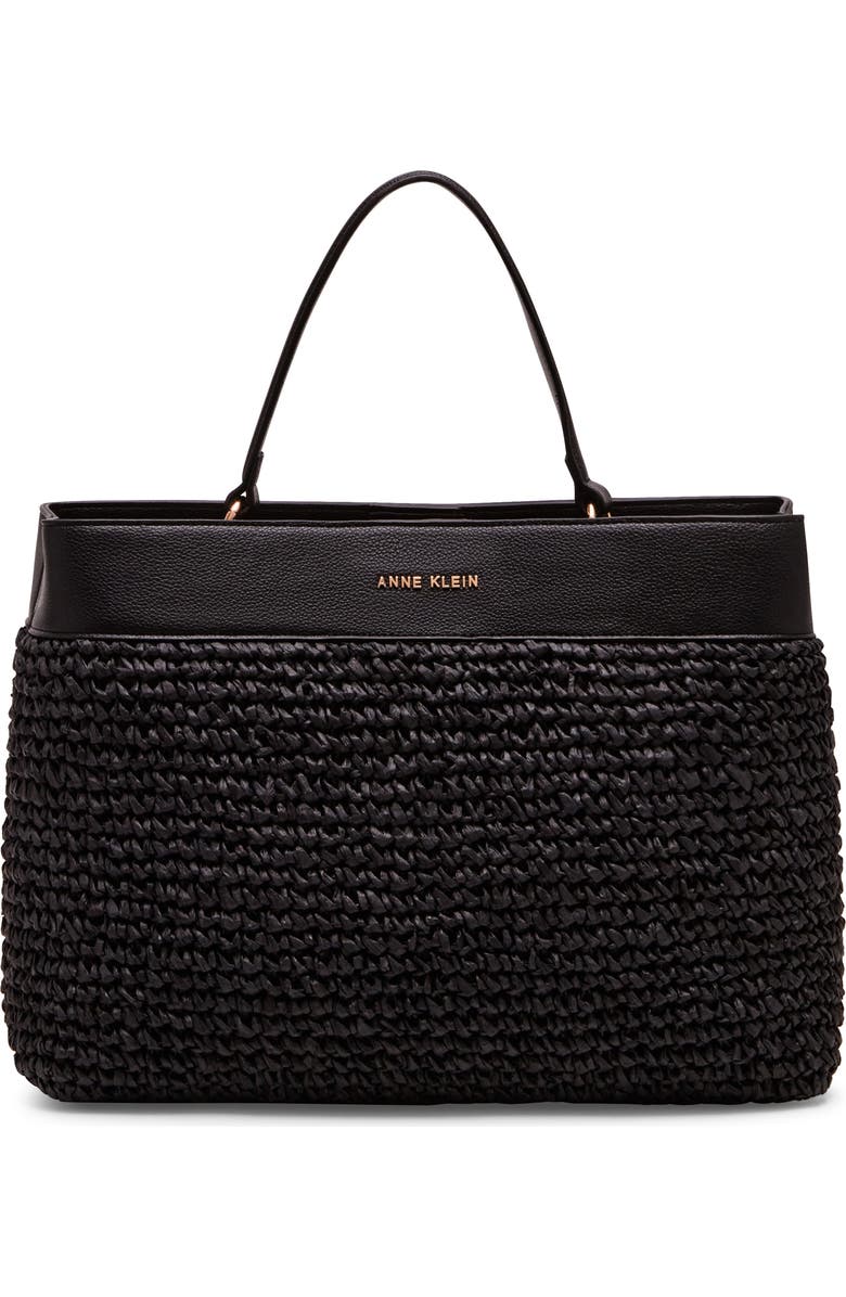 Anne Klein Woven Straw Satchel, Main, color,