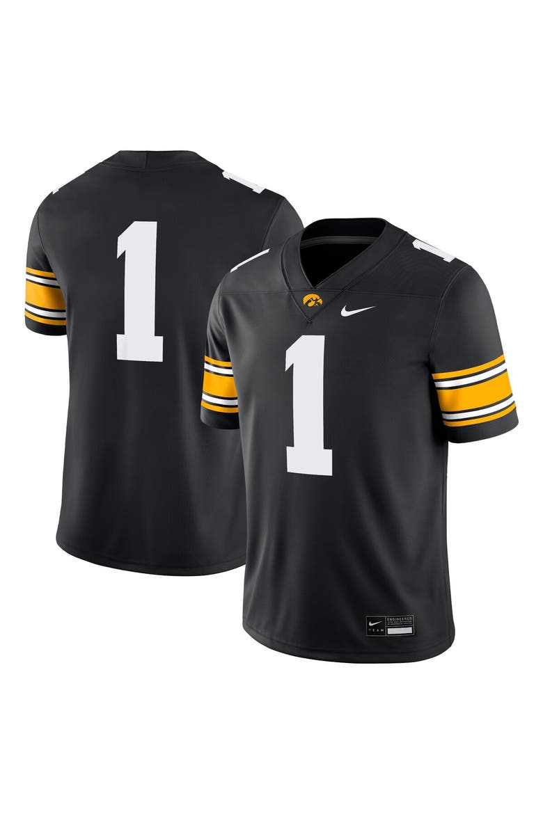 Men's Nike #1 Black Iowa Hawkeyes Game Jersey, Alternate, color, Black