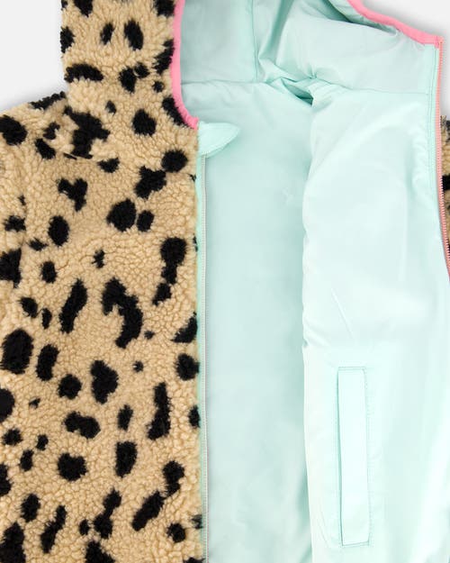 Deux Par Deux Reversible Mid-season Jacket Leopard In Animal Print