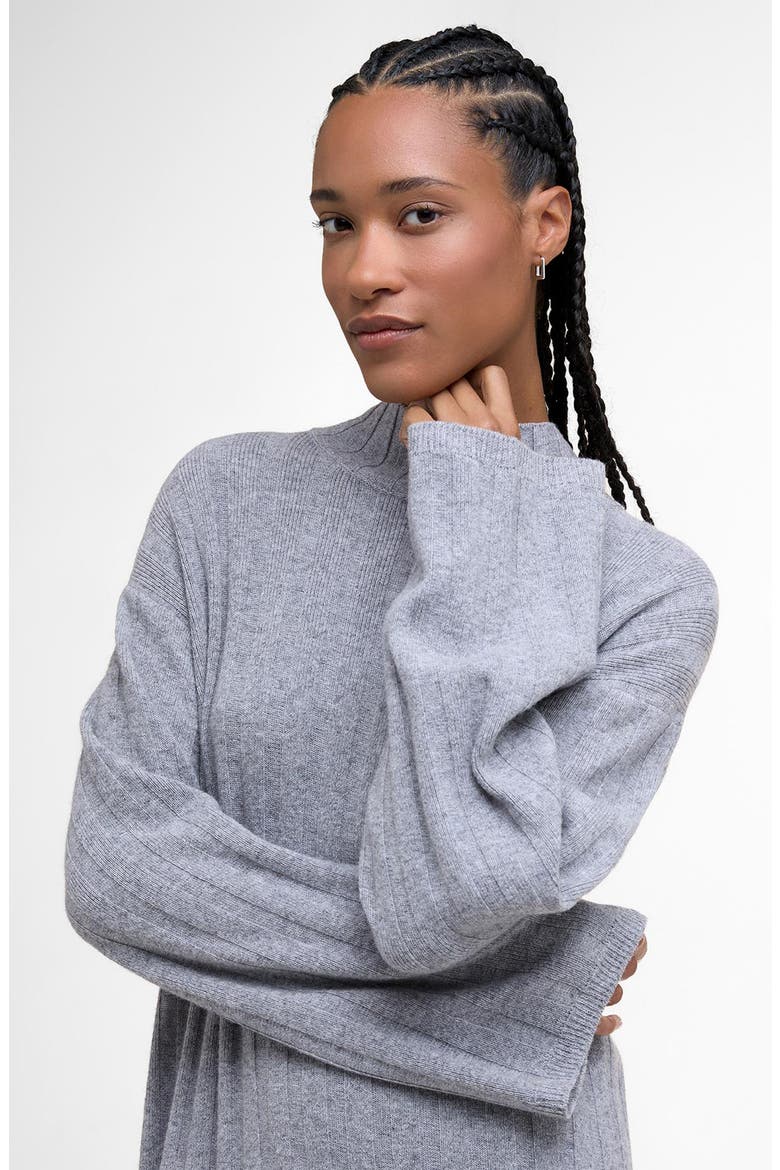 Sophia Long Sleeve Wool & Cotton Rib Sweater Dress, Alternate, color, LIGHT GREY