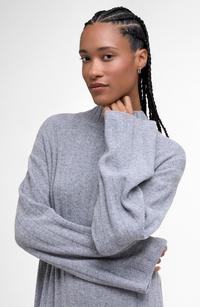 Barbour Sophia Long Sleeve Wool & Cotton Rib Sweater Dress, Alternate, color, Light Grey