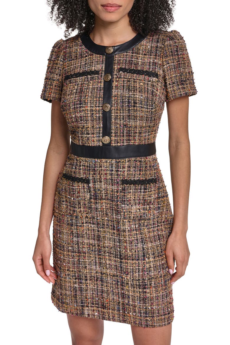 Tweed Sheath Dress, Alternate, color, GOLD MULTI