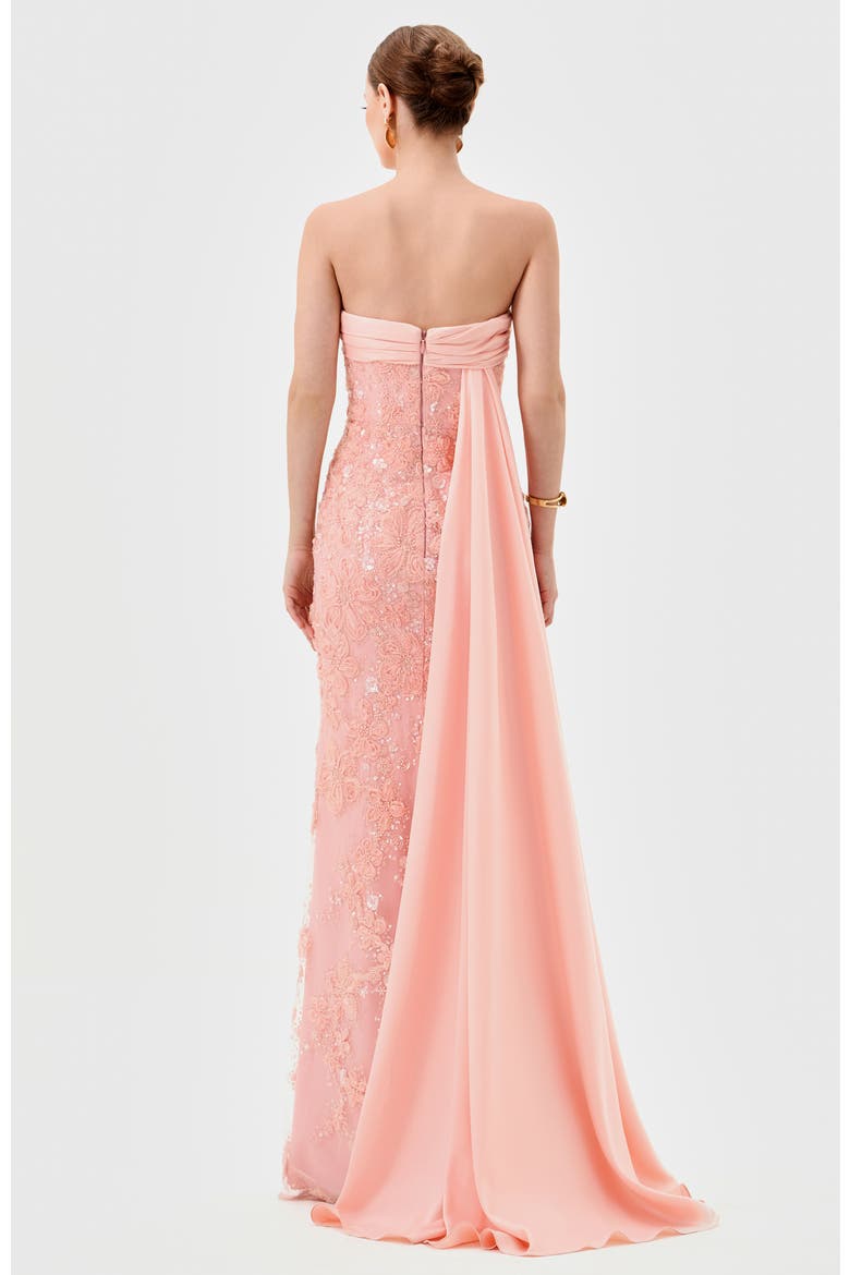 Prim Embellished Sash Gown, Alternate, color, PINK