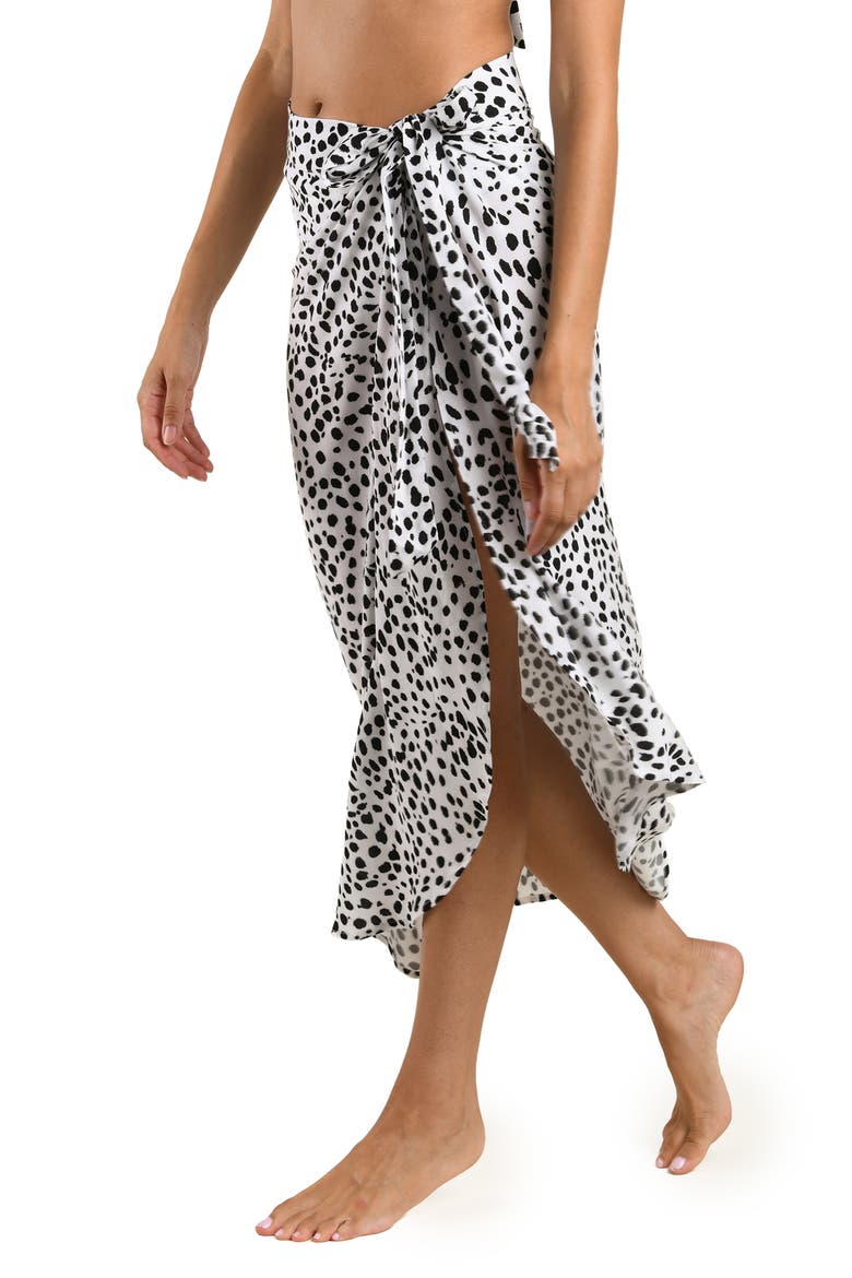 Dot and Dune Midi Skirt Cover-Up, Alternate, color, BLACK AND WHITE