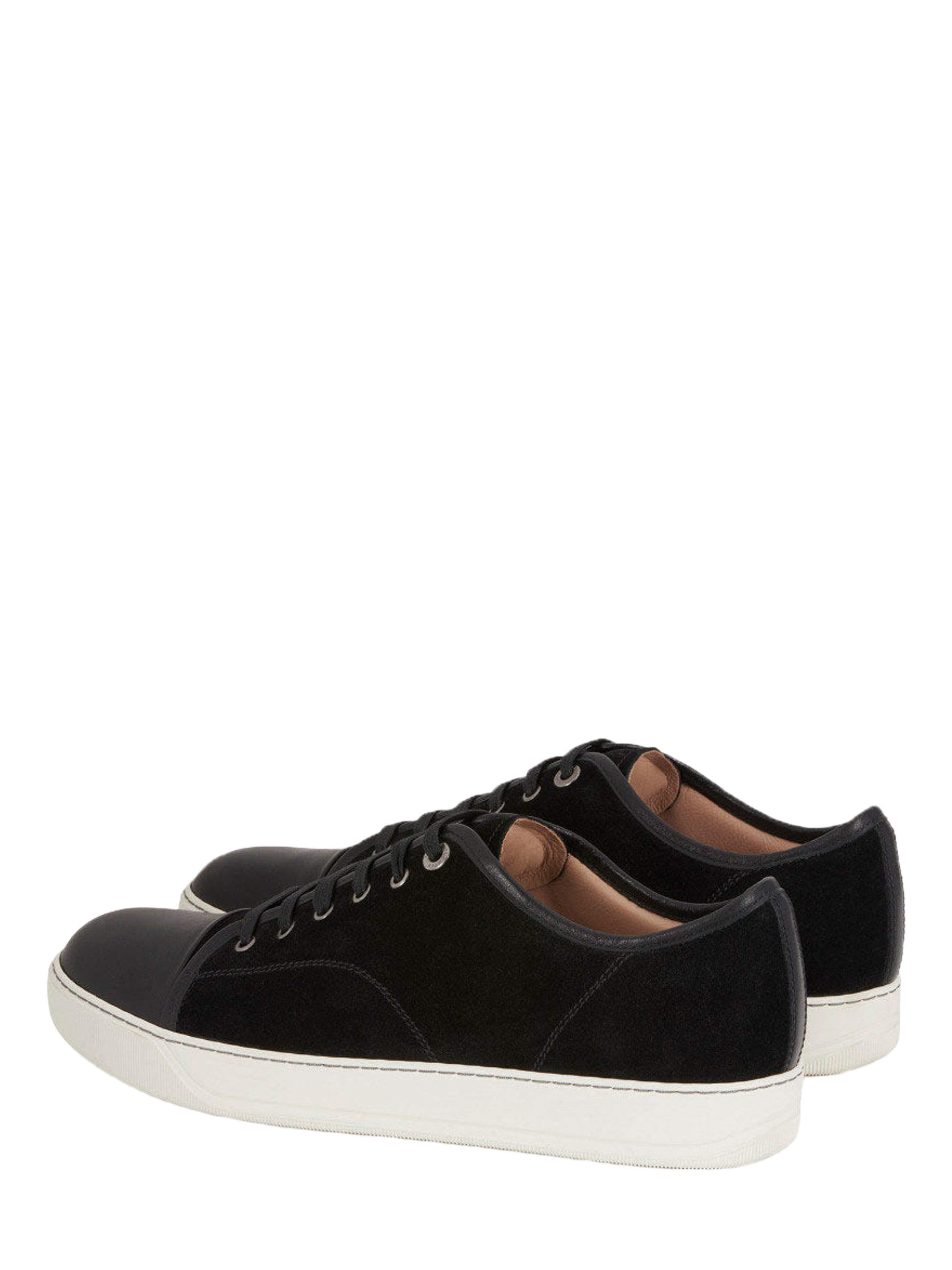 Lanvin Dbb1 Leather And Suede Sneakers, Alternate, color, Black