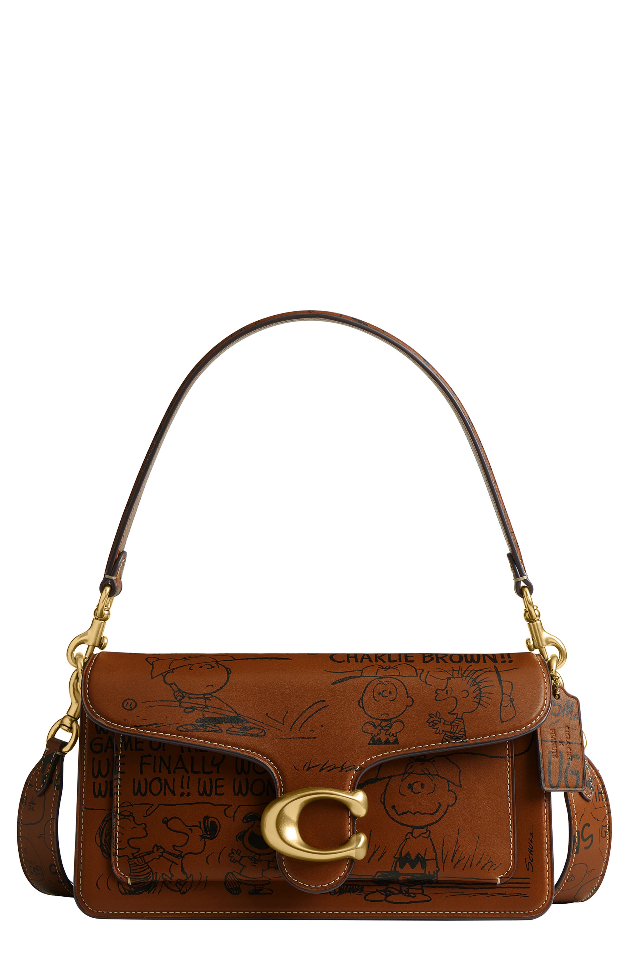 COACH x Peanuts Tabby 26 Newspaper Print Shoulder Bag, Main, color, 