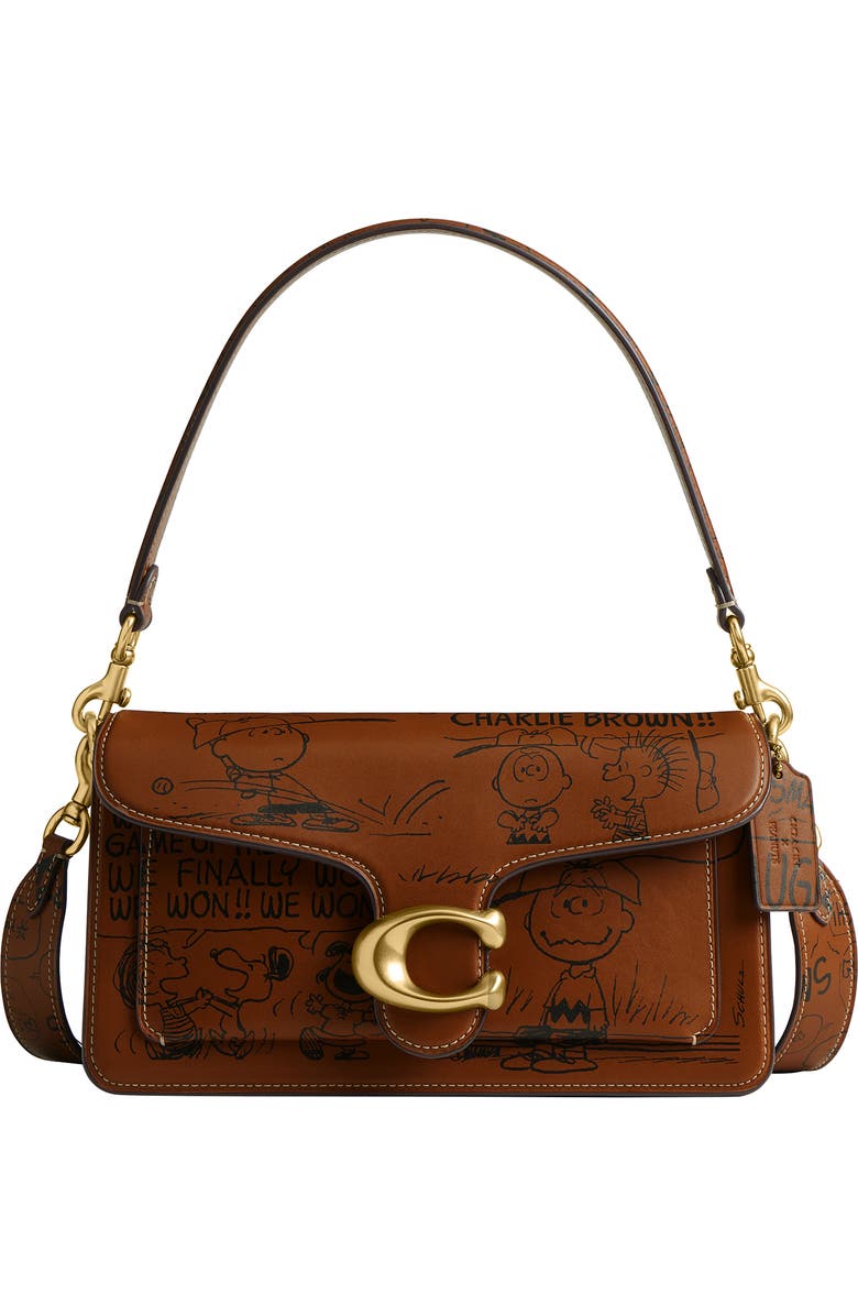 COACH x Peanuts Tabby 26 Newspaper Print Shoulder Bag, Main, color,