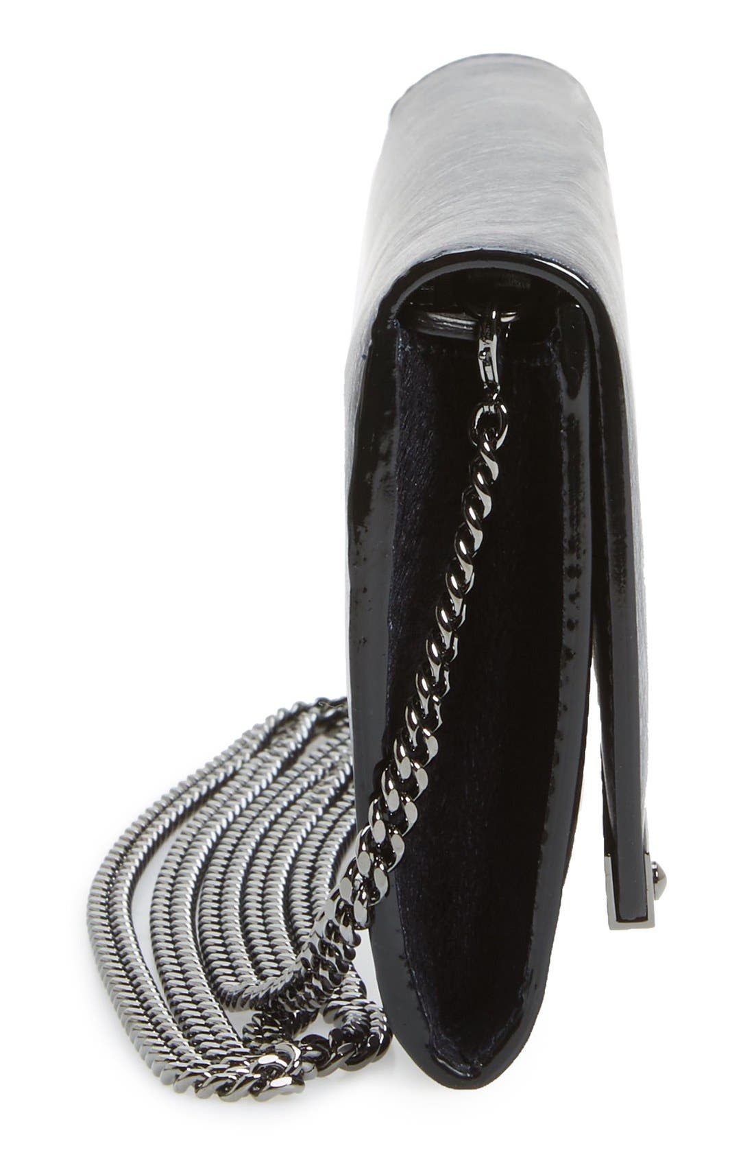 Jimmy Choo 'Milla' Etched Metallic Spazzolato Leather Flap Clutch, Alternate, color, 