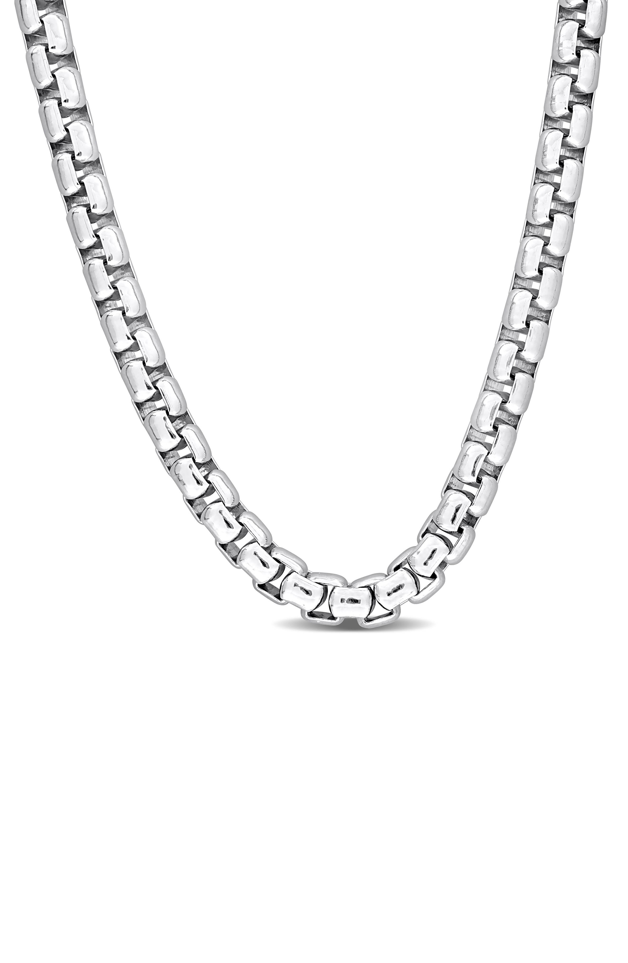 DELMAR Sterling Silver Box Link Chain Necklace