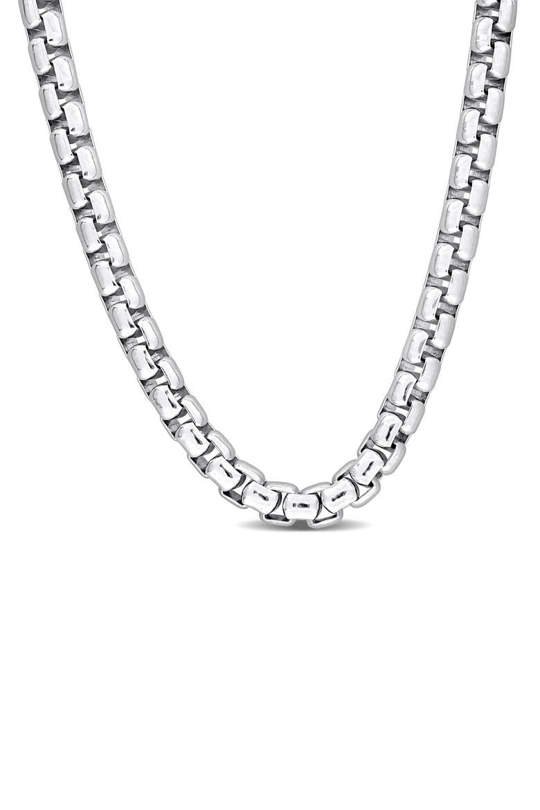 Sterling Silver Box Link Chain Necklace, Main, color, SILVER