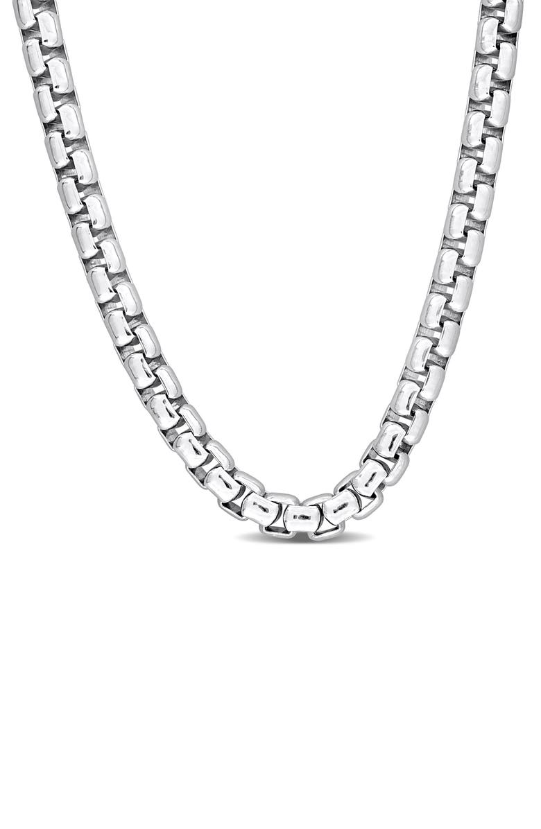 DELMAR Sterling Silver Box Link Chain Necklace, Main, color, Silver