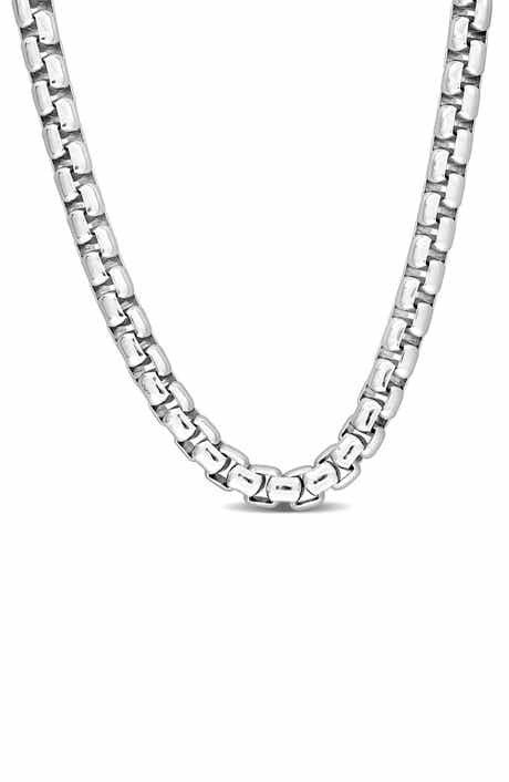 DELMAR Sterling Silver Box Link Chain Necklace