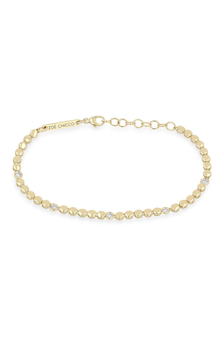 14K Gold Diamond Bezel Disc Link Tennis Bracelet, Main, color, 14K YELLOW GOLD