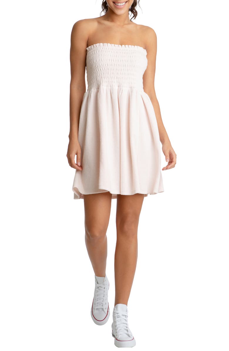 Juicy Couture Heritage Strapless Terry Cloth Dress, Main, color, 