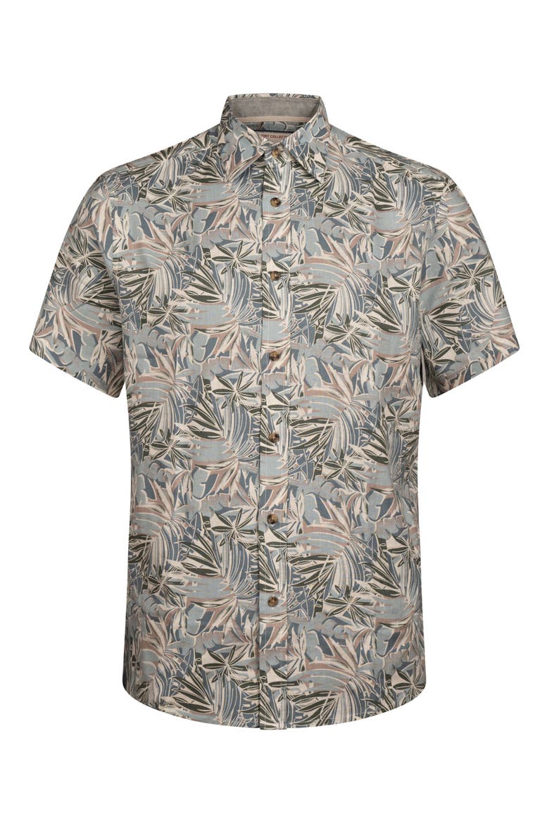 Yarn Dye Tropical Print Button-Up Shirt, Alternate, color, GREEN