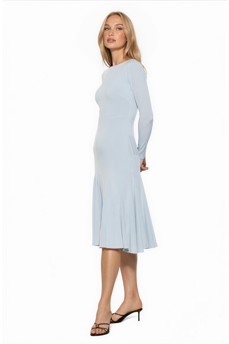 Oona Long Sleeve Fit & Flare Midi Dress, Alternate, color, ICE BLUE