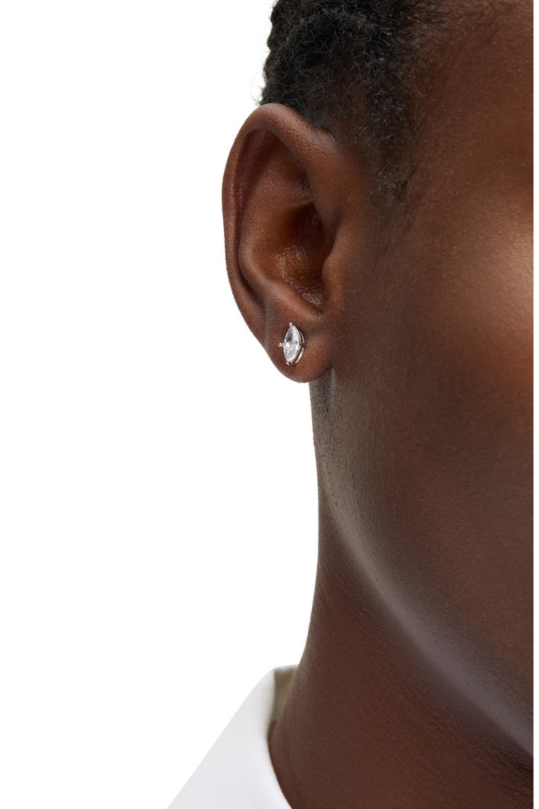 marquise cut solitaire stud earrings, Alternate, color, CLEAR/ SILVER