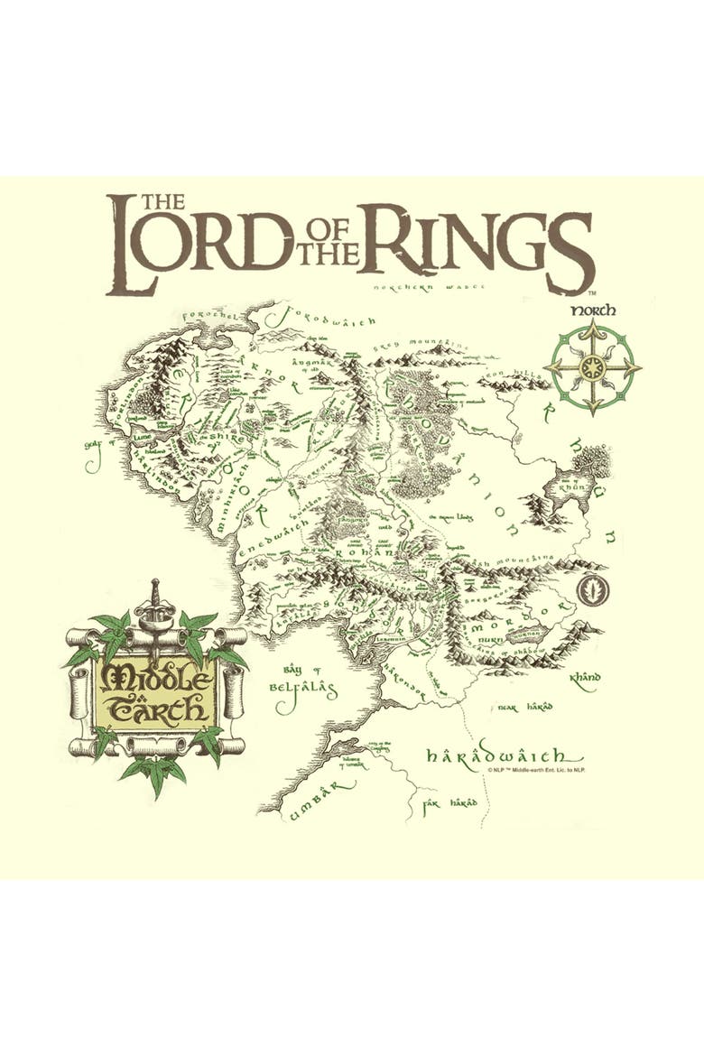 The Lord of the Rings Men's Middle Earth Map Short Sleeve Graphic T ...