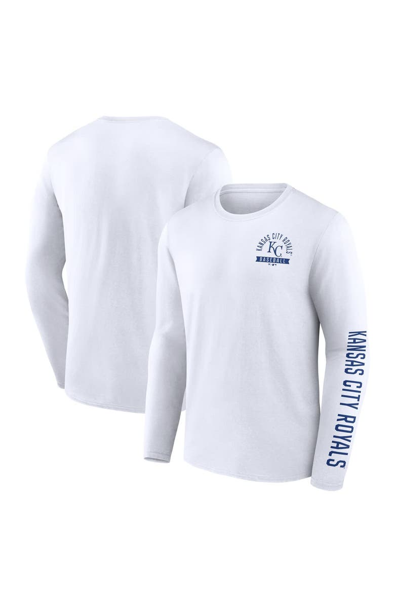 FANATICS Men's Fanatics  White Kansas City Royals Press Box Long Sleeve T-Shirt, Alternate, color, White