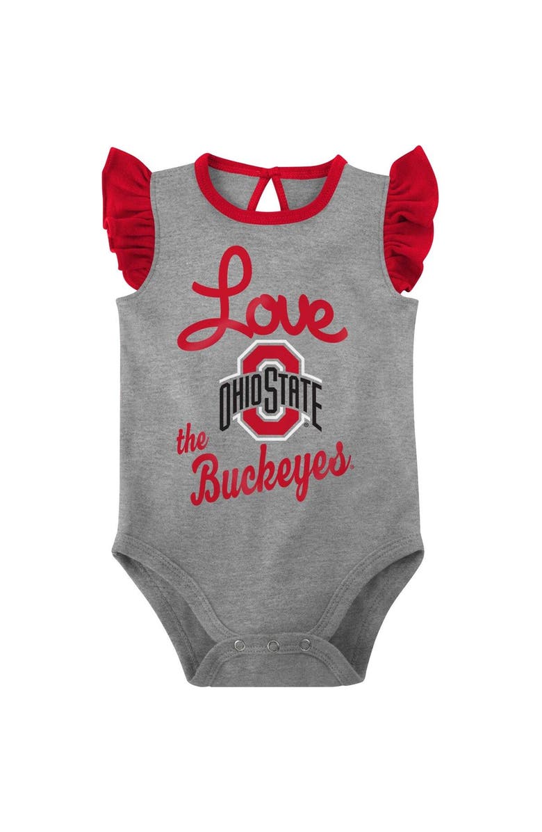 Outerstuff Girls Newborn & Infant Scarlet/Gray Ohio State Buckeyes Spread the Love 2-Pack Bodysuit Set, Alternate, color, Scarlet