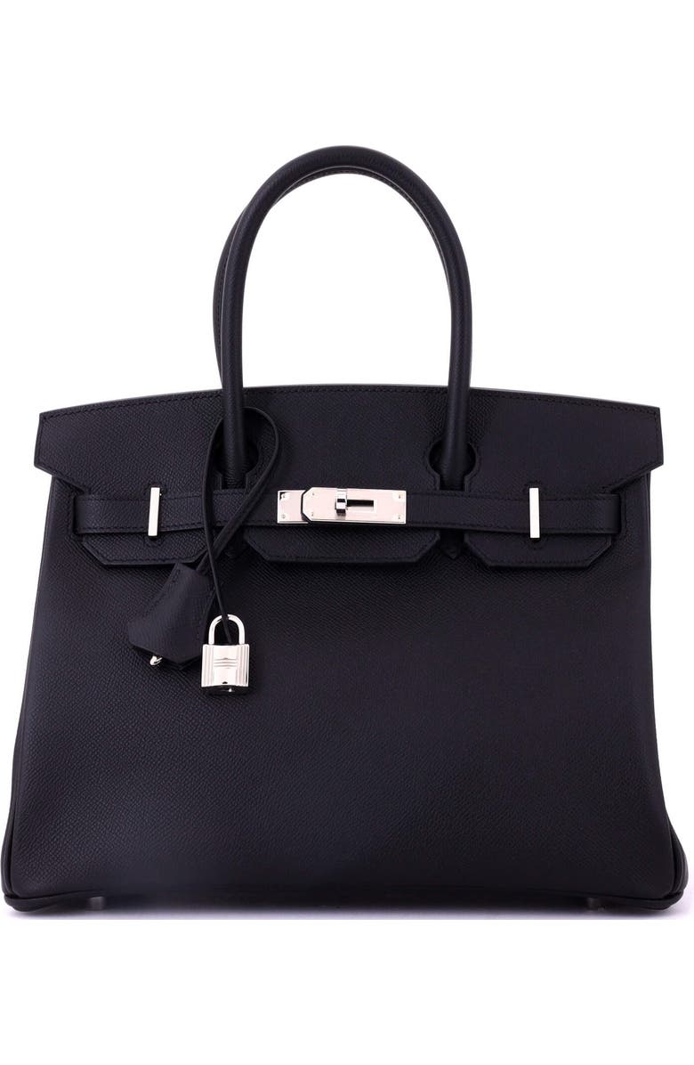Pre-Owned Hermes Birkin Handbag Black Epsom with Palladium Hardware 30, Main, color, Noir