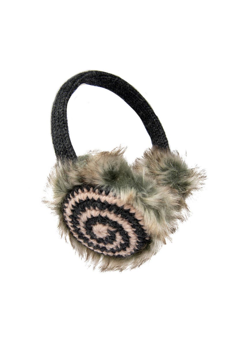 Spiral Earmuffs, Main, color, Charcoal/Pink