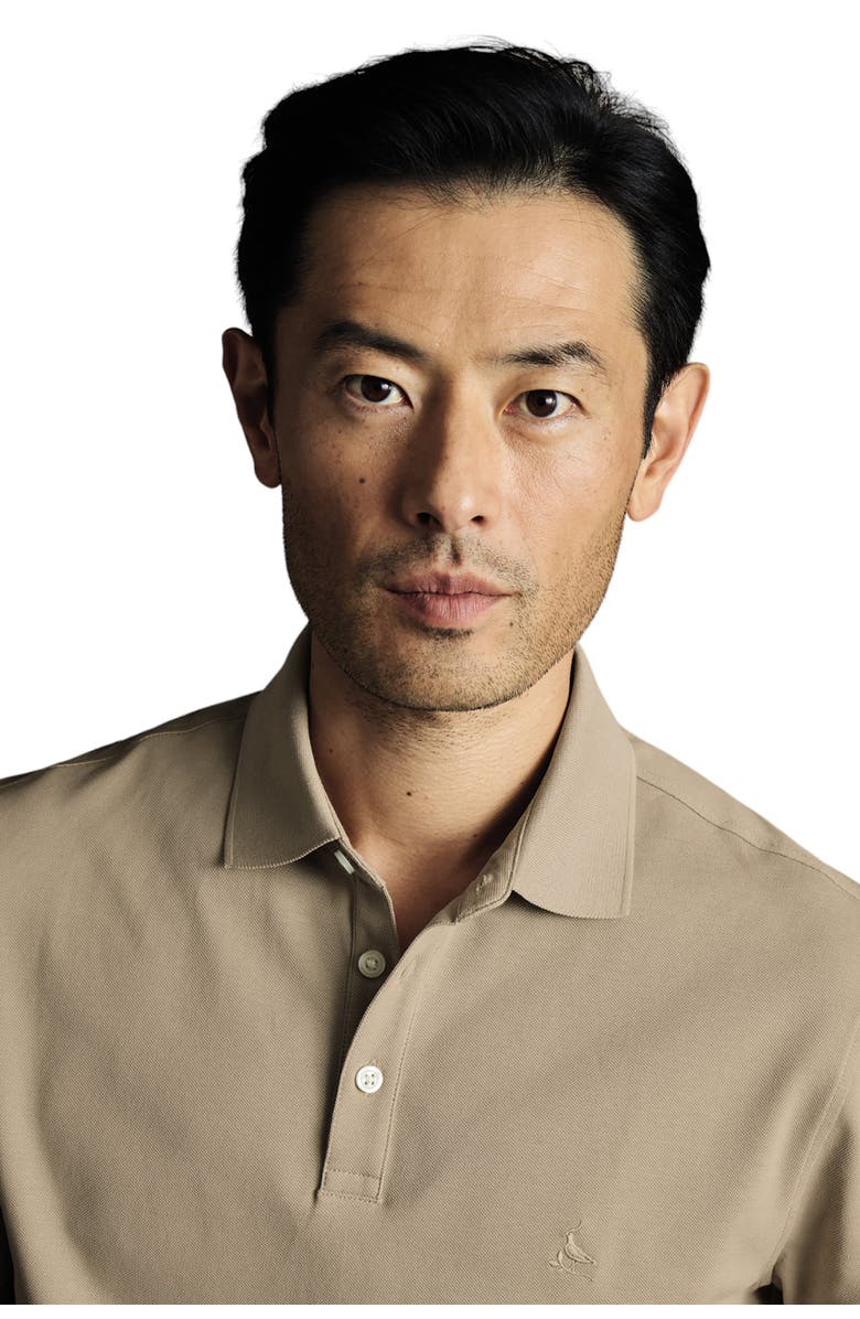 Charles Tyrwhitt Solid Short Sleeve Cotton Tyrwhitt Pique Polo, Alternate, color, Taupe