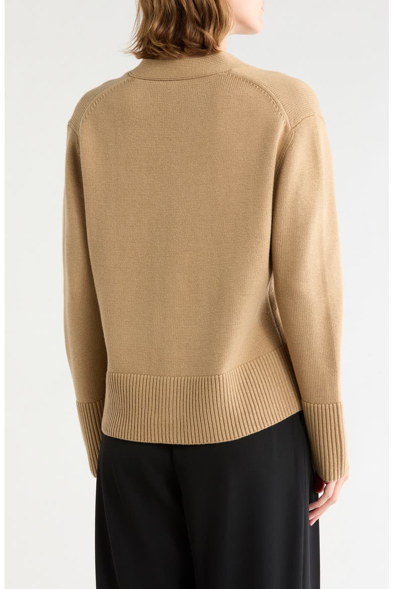 Shrunken Weekend Cotton & Wool Cardigan, Alternate, color, BRULEE