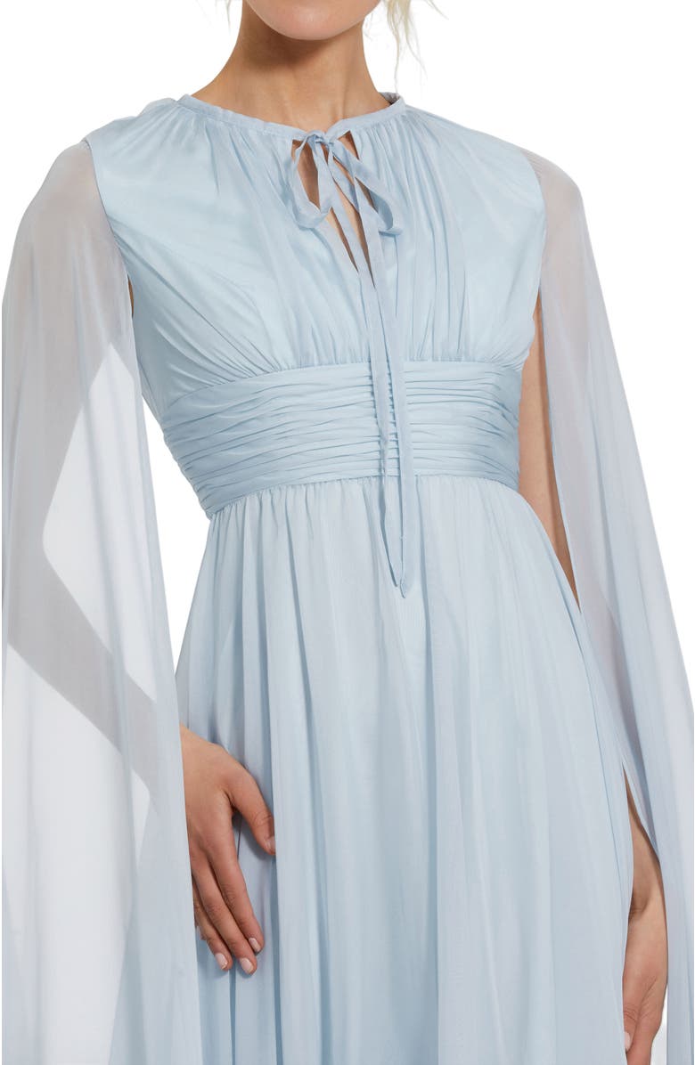 Mac Duggal Chiffon Cape Sleeve Midi Dress With Keyhole, Alternate, color,
