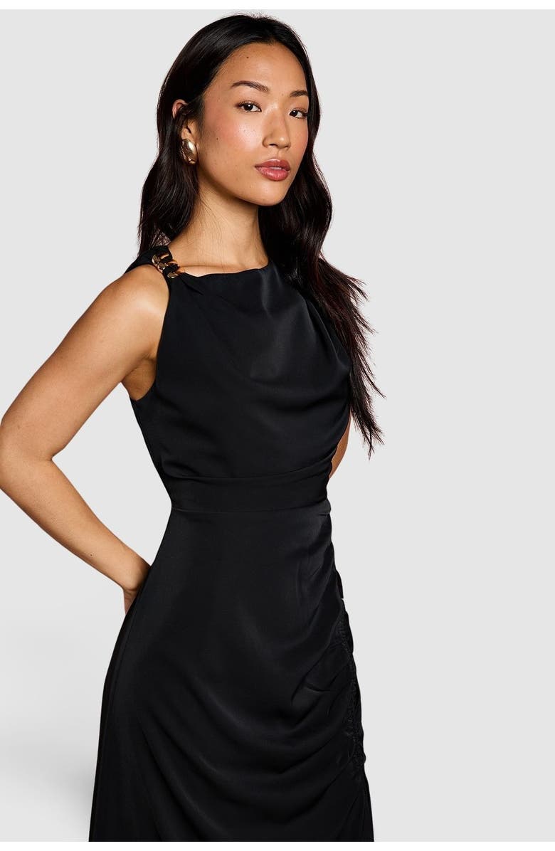 Coast Ruched Side Split Maxi Dress, Alternate, color, Black